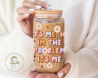Its Me Im the Problem Glass Tumbler Cup | Funny Iced Coffee Cup | 16 oz/20 oz | Party Favors | Gifts for Her