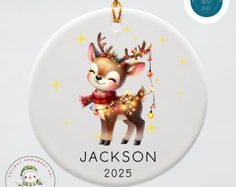 Personalized Reindeer Christmas Ornament: Custom Keepsake Gift
