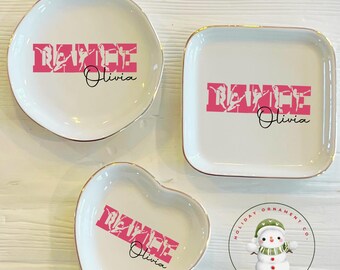 Personalized Dance Ceramic Ring Trinket Dish | Dancer Pink Custom Jewelry Tray