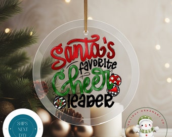 Santas Favorite Cheerleader Christmas Ornament | Cheer Ornament | Cheerleader Gift | Glass or Ceramic Ornament