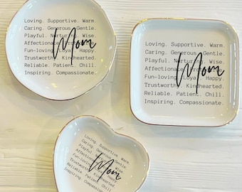 Mom Words Ceramic Ring Trinket Dish | Mom Words of Affirmation Gift Mothers Day