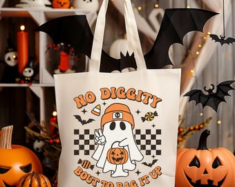 No Diggity Bout to Bag it Up Halloween Trick or Treat Bag | Candy Halloween Tote | Custom Kids Halloween Bag