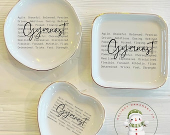Gymnast Words Ceramic Ring Trinket Dish | Gymnastics Words of Affirmation