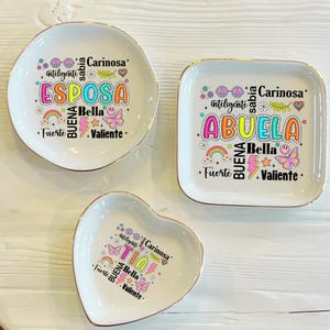 Spanish Mama Abuela Tia Custom Ring Dish | Madre Esposa Hermana Trinket Dish | Custom Dia de la Madre Jewelry Dish | Gift For Her