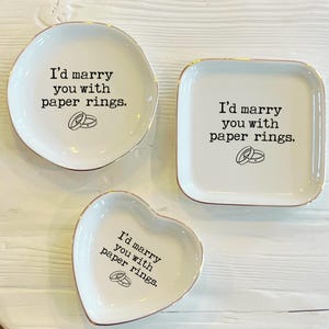 Marry You with Paper Rings Ring Trinket Dish | Zoete trouwringschotel | Op maat gemaakte sieradenschaal | Cadeau bruiloft bruid | Cadeau van bruidegom