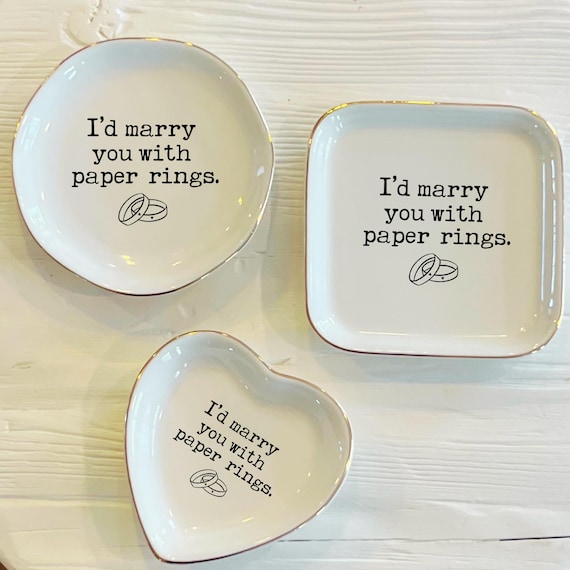 Marry You with Paper Rings Ring Trinket Dish | Sweet Wedding Ring Dish | Custom Jewelry Dish | Wedding Bride Gift | Gift from Groom
