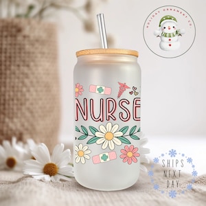 Nurse Occupation Glass Tumbler Cup | Nurse Appreciation Libbey Iced Coffee Cup | 16 oz/20 oz | Gifts for Nurses