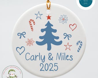 Personalized Retro Wedding Christmas Ornament: Trendy Ceramic Gift