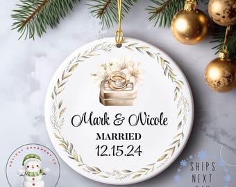 Wedding Rings Couples Married Boho Christmas Ornament | Wedding Gift | Engagement Gift  | Beautiful Couples Ornament