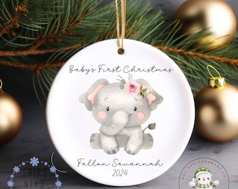 Babys First Christmas Ornament | Baby Elephant Ornament | New Baby | First Christmas | Personalized Baby Gift | New Parent Christmas Gift