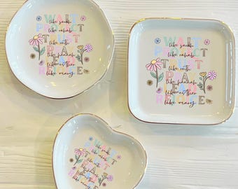 Women of the Bible Ring Trinket Dish | Watercolor Wait Protect Trust Ring Dish | Custom Ring Dish | Christian Gift for Women