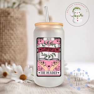 Copo de vidro com cartas de tarô Smut | Xícara de café gelado Smut Lover | 20 oz | Livros apimentados | Presente para quem ama Smut