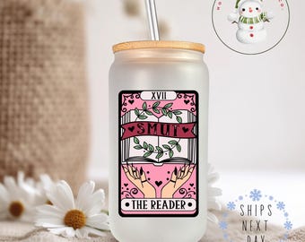 Smut Tarot Card Glass Tumbler | Smut Lover Iced Coffee Cup | 20 oz | Spicy Books | Gift for Smut Lover