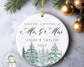 First Christmas as Mr & Mrs  Holiday Ornament | Wedding Gift | Keepsake Ornament  | Anniversary Gift | Classic Look | Newlywed Gift
