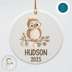 Owl Kids Personalized Christmas Ornament | Custom Holiday Ornament | Personalized Baby Gift | Kids Ornament