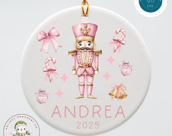 Personalized Nutcracker Girls Christmas Ornament | Pretty Ceramic Holiday Ornament | Keepsake Gift