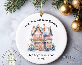 First Christmas in New Home Holiday Ornament | New Homeowner Ceramic or Glass Ornament | Personalized Ornament Gift | New House Ornament