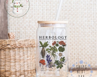 Herbology Glass Tumbler Cup | Wizard Libbey Iced Coffee Cup | 16 oz/20 oz | Gifts for Her | Party Favors