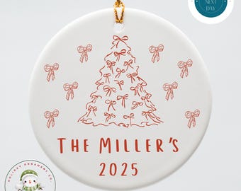 Personalized Retro Family Christmas Ornament: Holiday Yearly Ornament