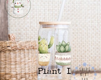 Plant Lover Glass Tumbler Cup | Libbey Iced Coffee Cup | 16 oz/20 oz | Gifts for Her