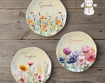 Wildflower Flower Ring Trinket Dish | Birthday Jewelry Dish | Wedding Bridesmaid Gift