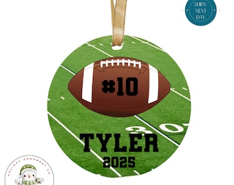 Personalized Football Ornament | Sports Christmas Tree Ornament | Holiday Gift | Kids Stocking Stuffer | Sports Parent Ornament