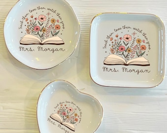Teacher Personalized Ring Trinket Dish | Teach Them Love Them Ring Dish | Custom Ring Dish | Teacher Gift Holiday End Of Year
