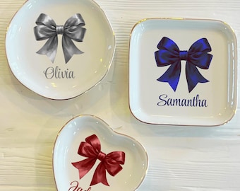 Personalized Cheer Bow Ring Trinket Dish | Cheerleading Team Gift | Cheer Jewelry Dish | Gift for Her