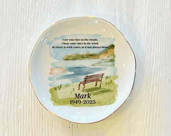 Personalized Watercolor Memorial Trinket Dish: Custom Name & Date Keepsake