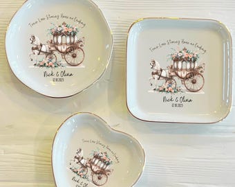 True Love Carriage Wedding Ring Dish: Couples Jewelry Trinket Dish