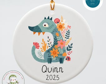 Personalized Scandinavian Dragon Christmas Ornament | Boho Holiday Ornament