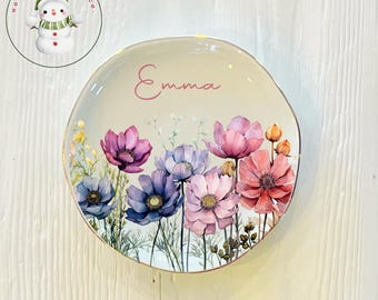 Floral Personalized Ring Trinket Dish | Memento Jewelry Dish | Mothers Day Gift