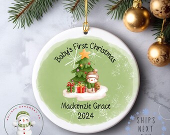 Babies First Christmas Snowman Ornament | Watercolor Ornament | New Baby | Personalized Baby Gift | New Parent Christmas Gift