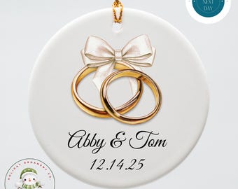 Personalized Wedding Bands Ornament: Custom Ceramic Couples Gift
