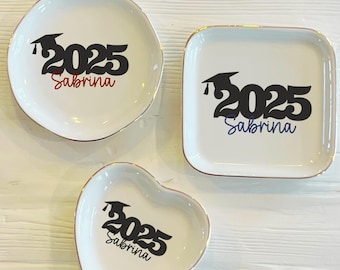 Personalized 2025 Graduation Ring Trinket Dish | Choose Your School Color | Girly Jewelry Dish | Graduation Gift for Her