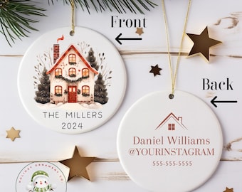 Realtor Client Gift Christmas Ornament | Front Back New Home Ornament | Gift From Real Estate Agent New House