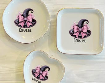 Personalized Halloween Witch Hat Ring Dish: Ceramic Jewelry Holder
