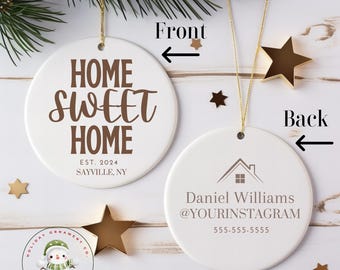 Realtor Client Gift Christmas Ornament | Front Back Home Sweet Home Ornament | Gift From Real Estate Agent New House