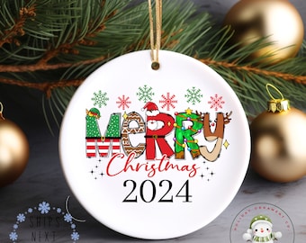 Merry Christmas Christmas Ornament | Doodle LetterOrnament | Gift Ornament | Glass or Ceramic Ornament