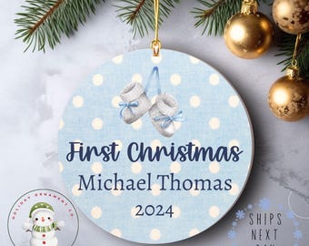 Boy Babys First Christmas Ornament | New Baby | First Christmas | Personalized Baby Gift | New Parent Christmas Gift