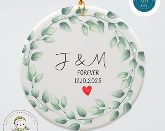 Personalized Forever Love Ceramic Ornament | Keepsake Couples Gift Holiday Ornament