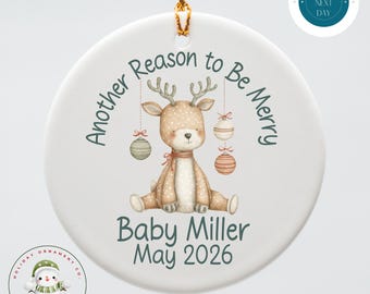 Another Reason to Be Merry Baby Reveal Christmas Ornament | New Baby Announcement | Personalized Baby Gift | New Parent Christmas Gift