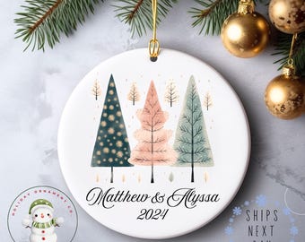 Couples Christmas Ceramic Ornament | Elegant Holiday Ornament  | Anniversary Gift | New Couple Gift | Newlywed Gift