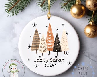 Couples Boho Christmas Ceramic Ornament | Trendy Chic Ornament  | Anniversary Gift | New Couple Gift | Newlywed Gift