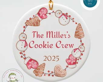 Personalized Cookie Crew Ceramic Christmas Ornament | Holiday Baking Gift