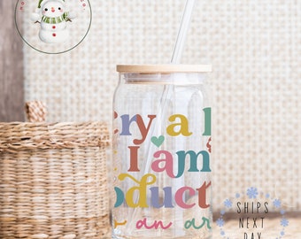 I Cry A Lot But I am So Productive Glass Tumbler | Custom Taylor Fan Iced Coffee Cup | 16 oz or 20 oz | Gifts for Her | Favors
