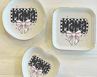 Baseball Mama Ceramic Trinket Ring Dish: Baseball Mom Gift