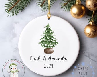 Couples Name Christmas Ceramic Ornament | Cute Tree Ornament  | Anniversary Gift | New Couple Gift | Newlywed Gift