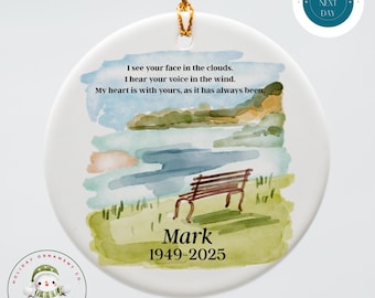Personalized Memorial Watercolor Christmas Ornament: Remembrance Gift
