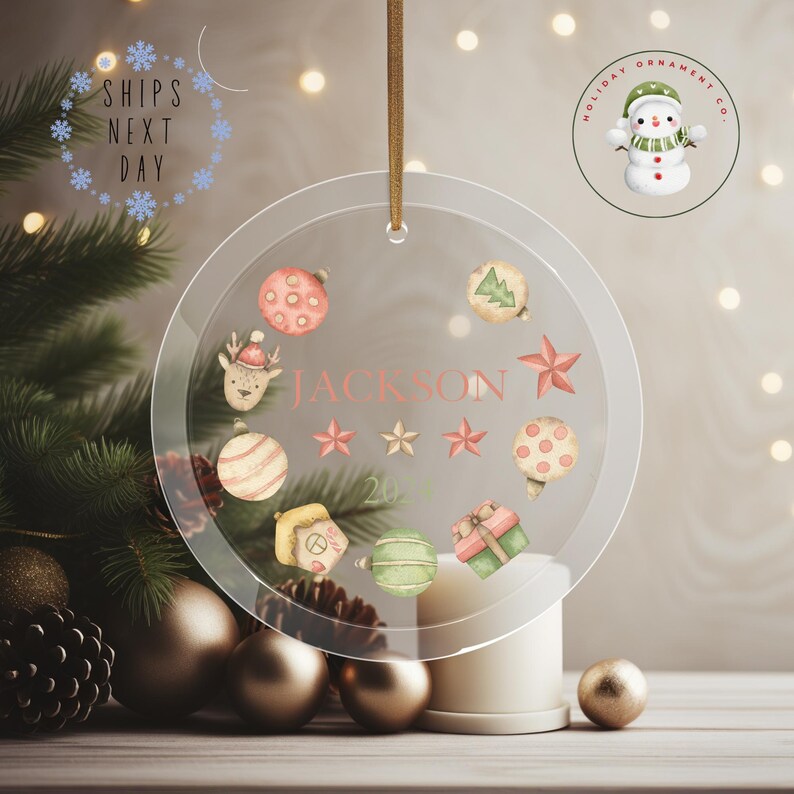 Watercolor Ornaments Personalized Name Christmas Ornament Keepsake Kids